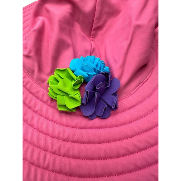 Hanna Andersson Pink Floppy Hat-Reversible Flowers Size Large Summer Beach A42 - Picture 2 of 3